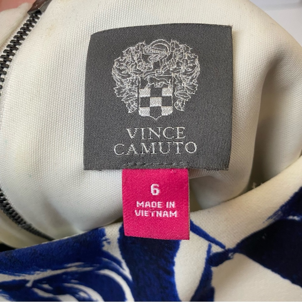 Vince Camuto Elbow Bell Sleeve Floral Print Dress Blue White size 6 - Picture 6 of 16